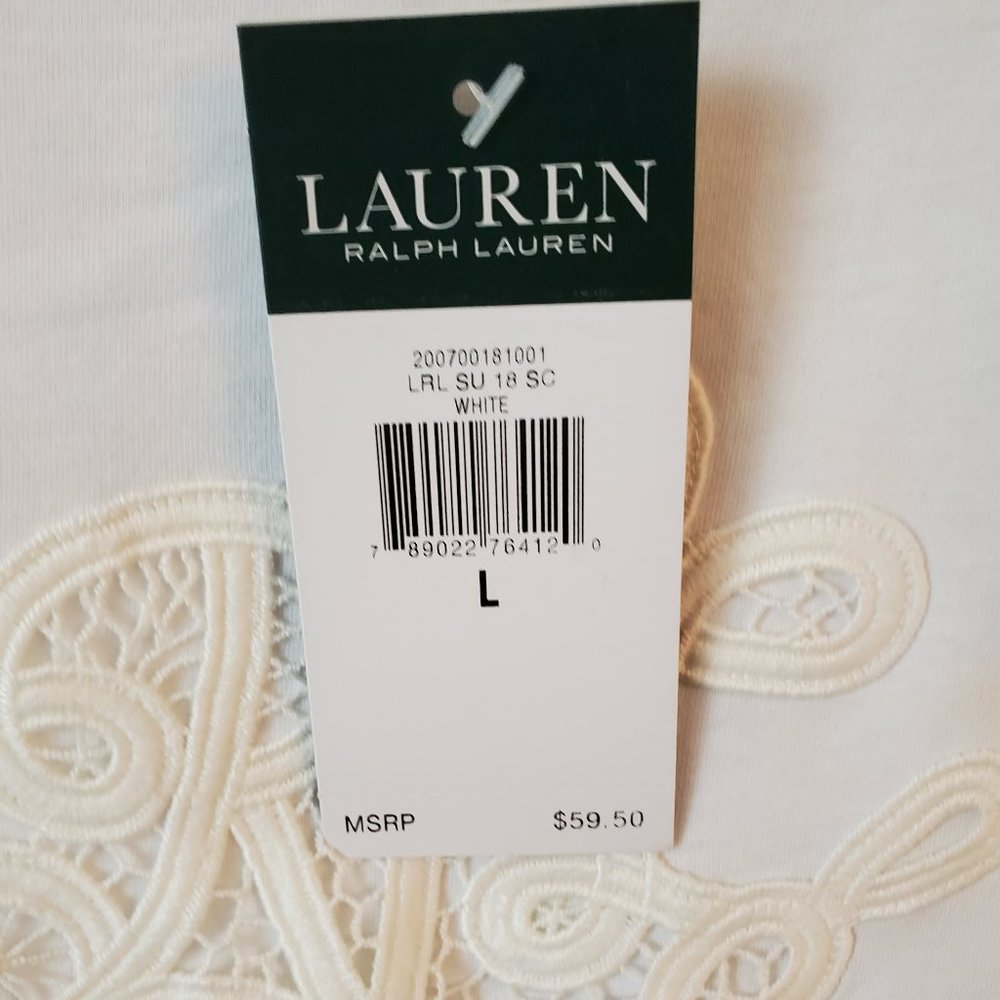 LAUREN RALPH LAUREN EMBROIDERED MONOGRAM T- SHIRT - Picture 6 of 9